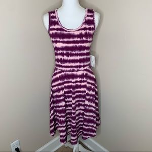 LULAROE Purple Tie Dye Striped Nikki Dress